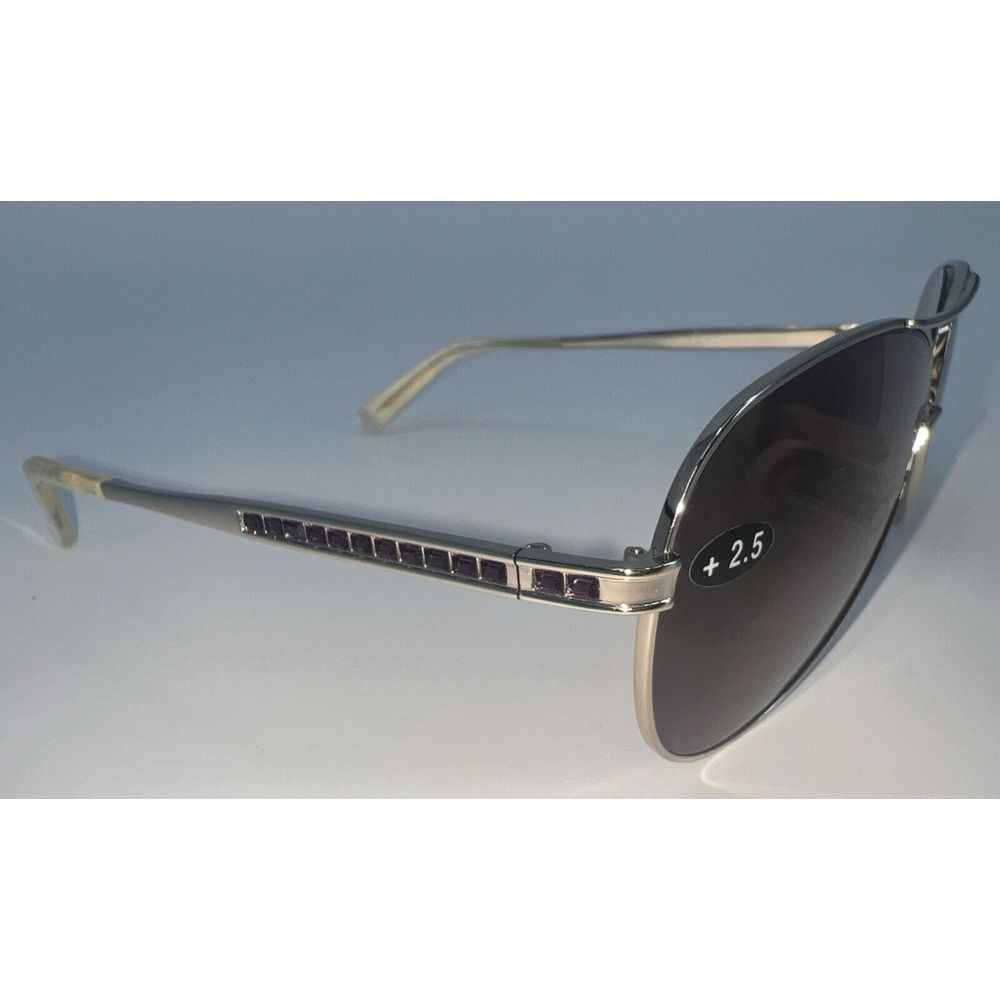 JUDITH LEIBER Vintage Aviator Sunglasses With Purple Swarovski Crystals 2.5 Read
